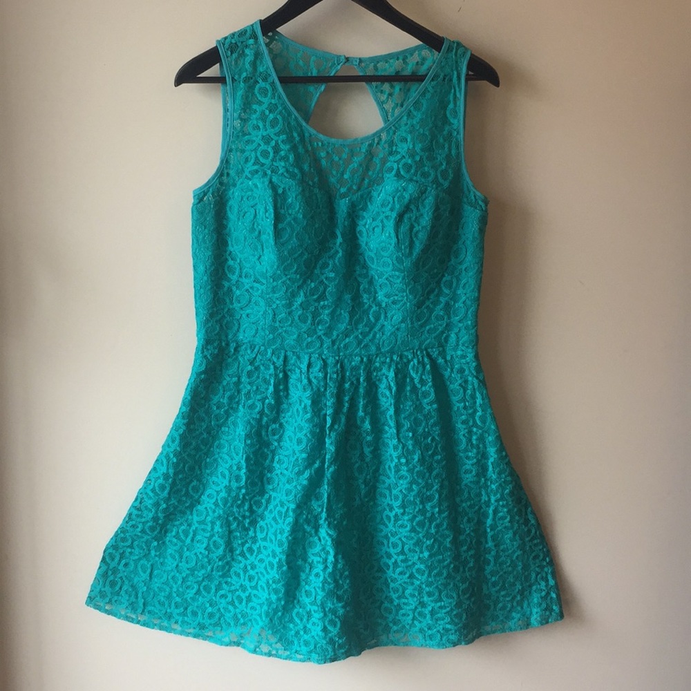 Le Château Teal Lace Dress – Lined Occasion Dress with Padded Cups | Size XL
